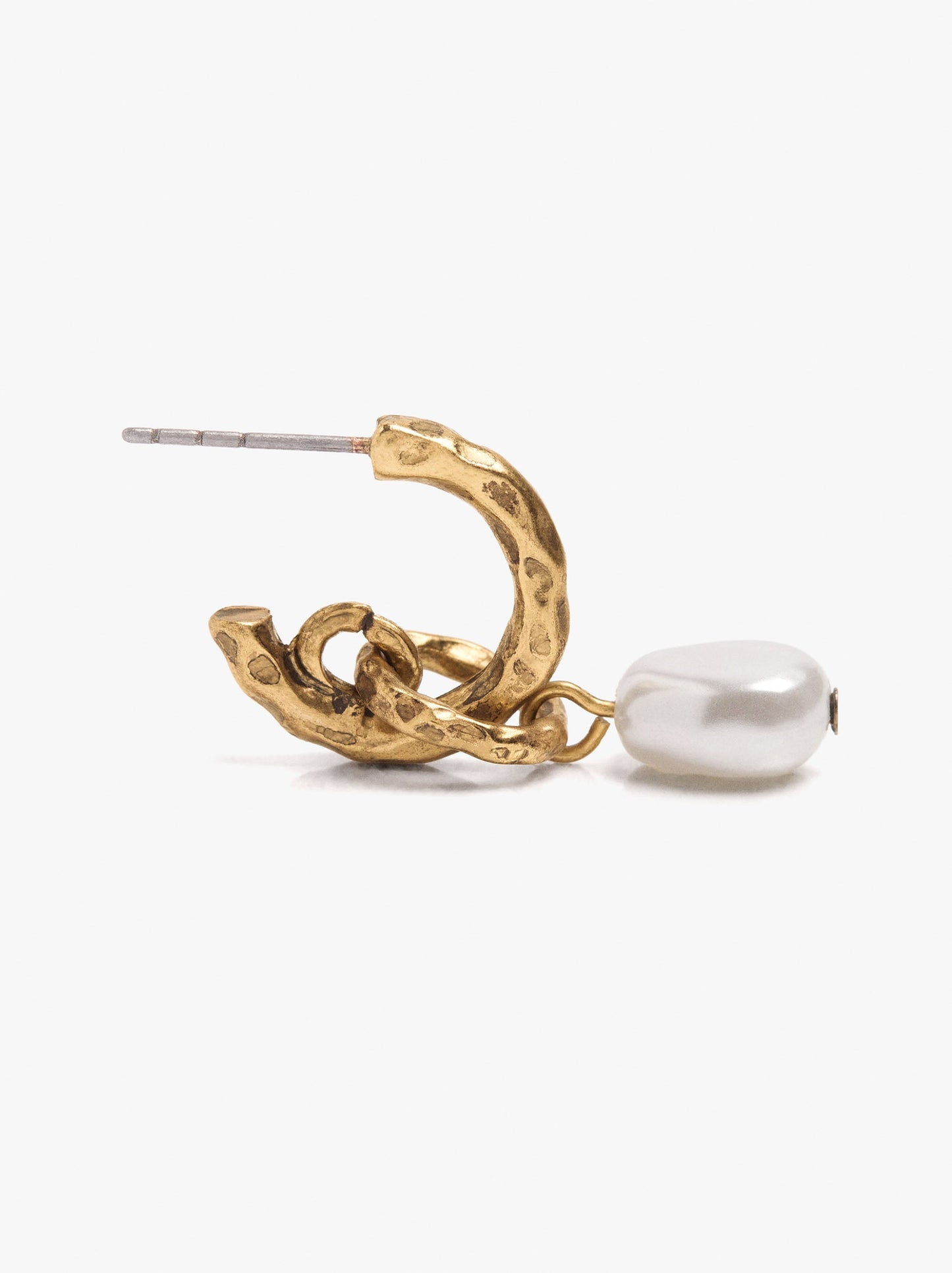 Open Hoop Earrings With Pearl Pendant