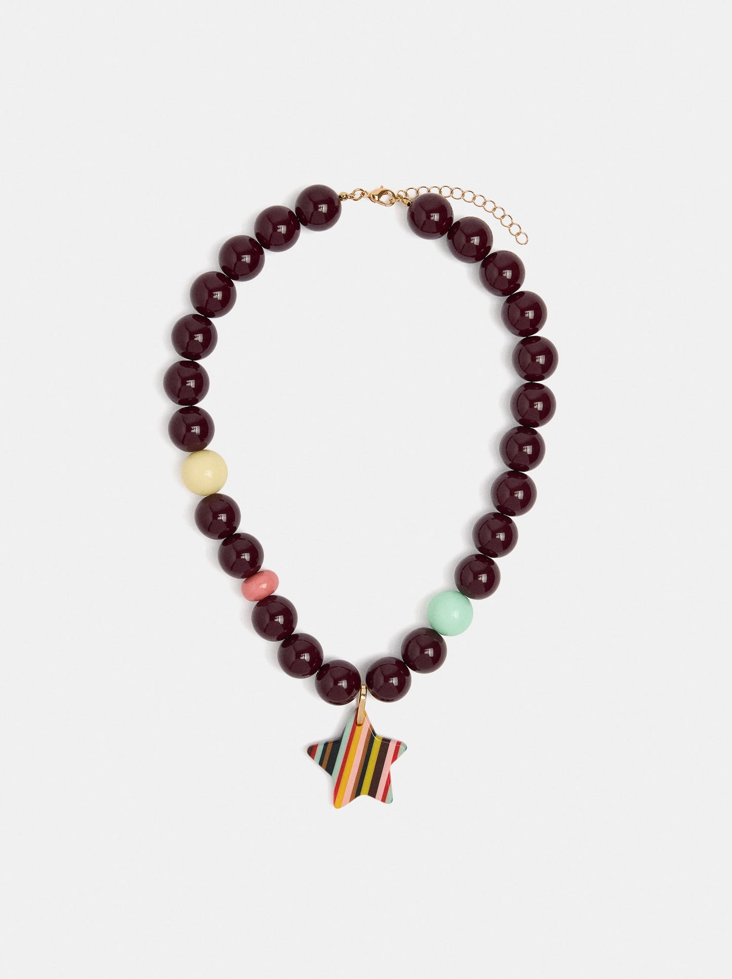 Beaded Necklace With A Striped Star Pendant