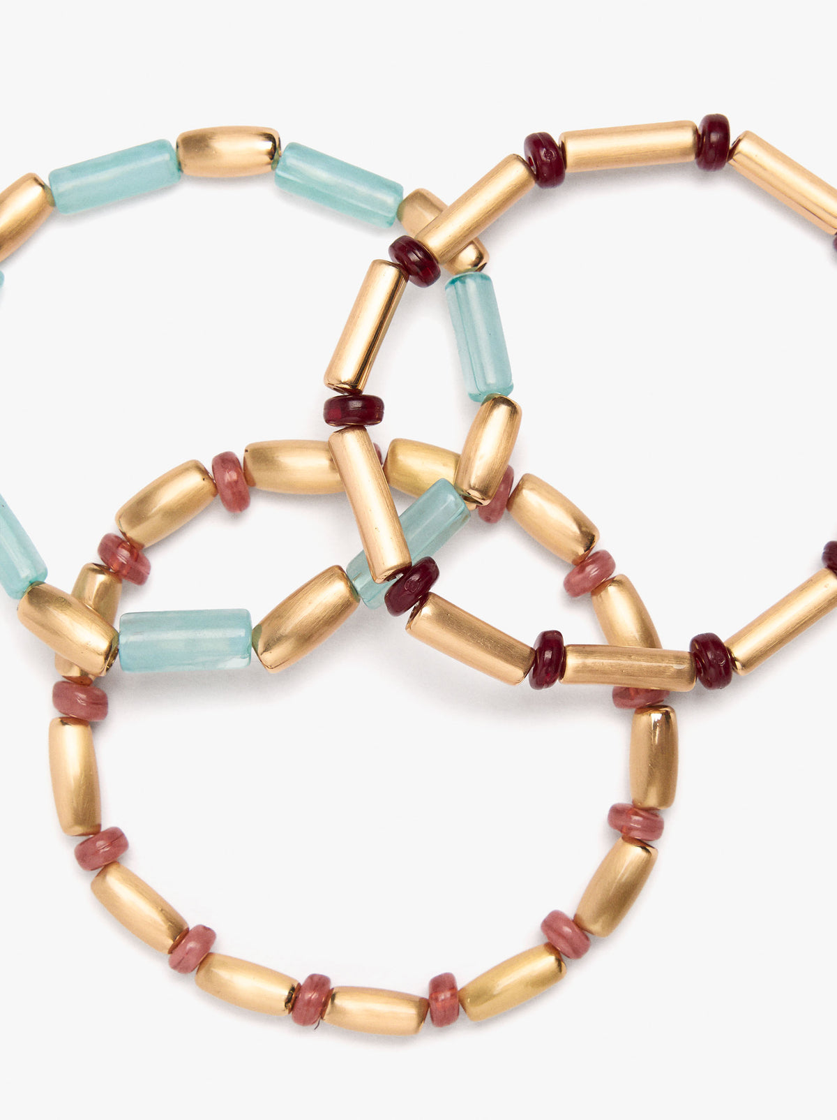 Set Of Multicolor Beaded Elastic Bracelets