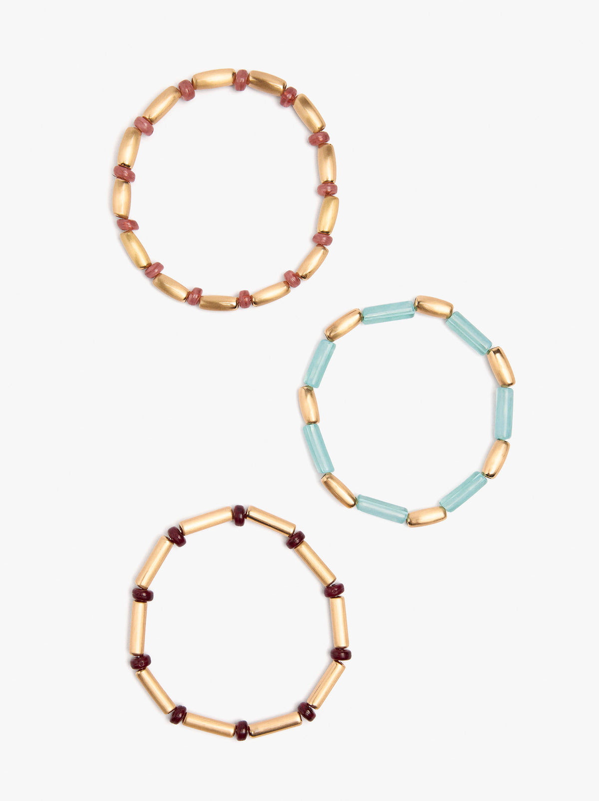 Set Of Multicolor Beaded Elastic Bracelets