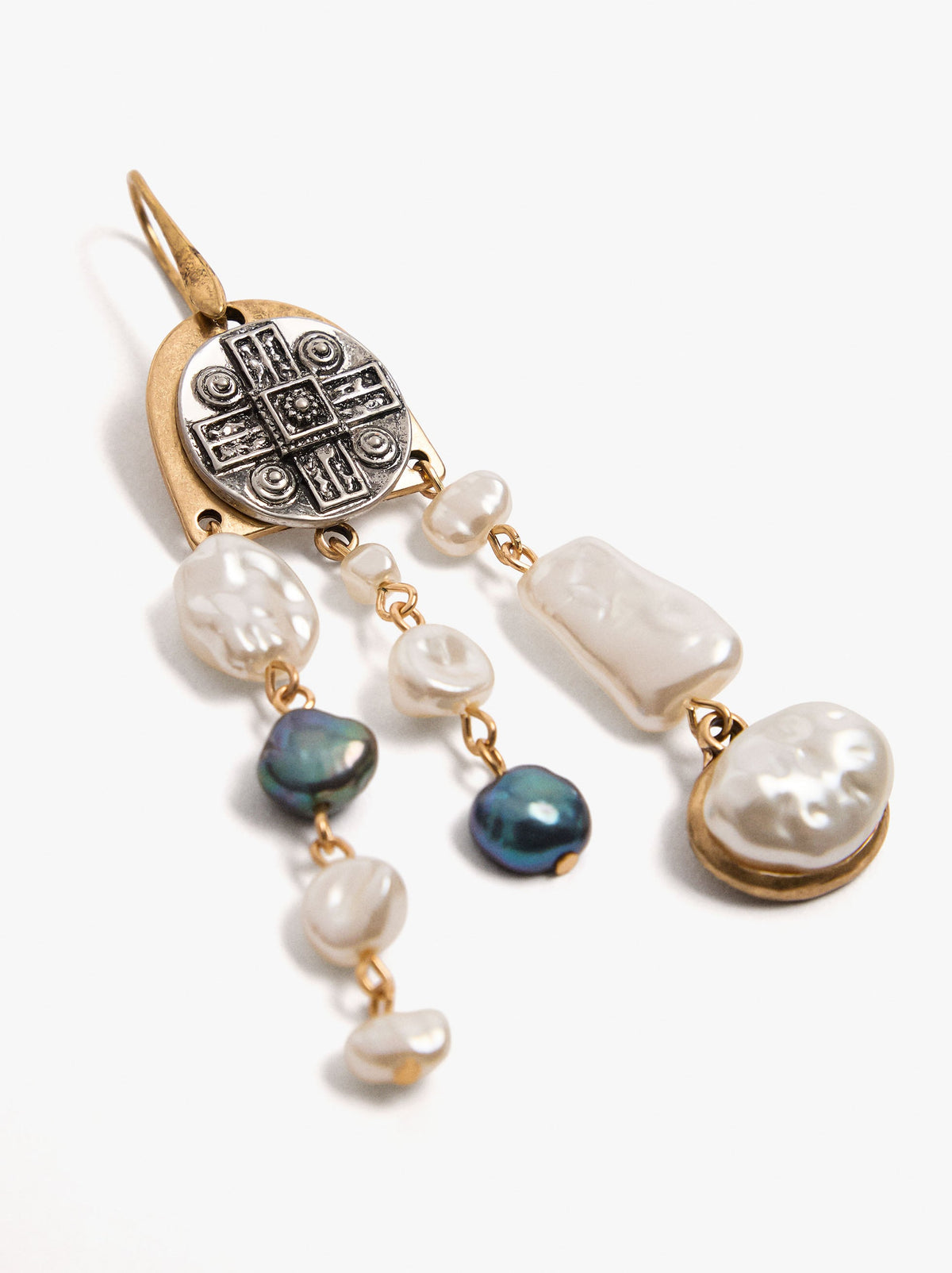Long Freshwater Pearl Medal Earrings