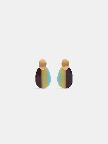 Oval Earrings With Stripes