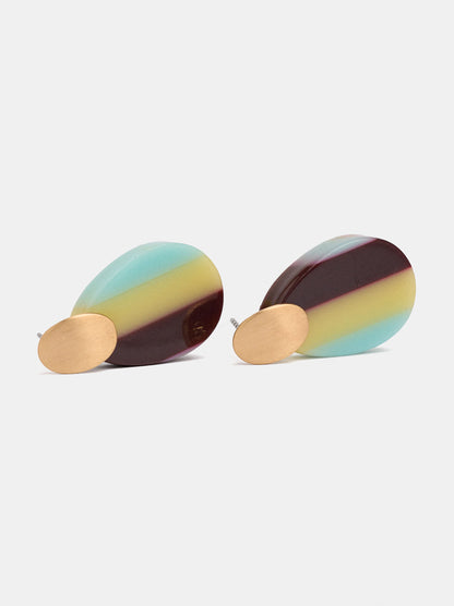 Oval Earrings With Stripes