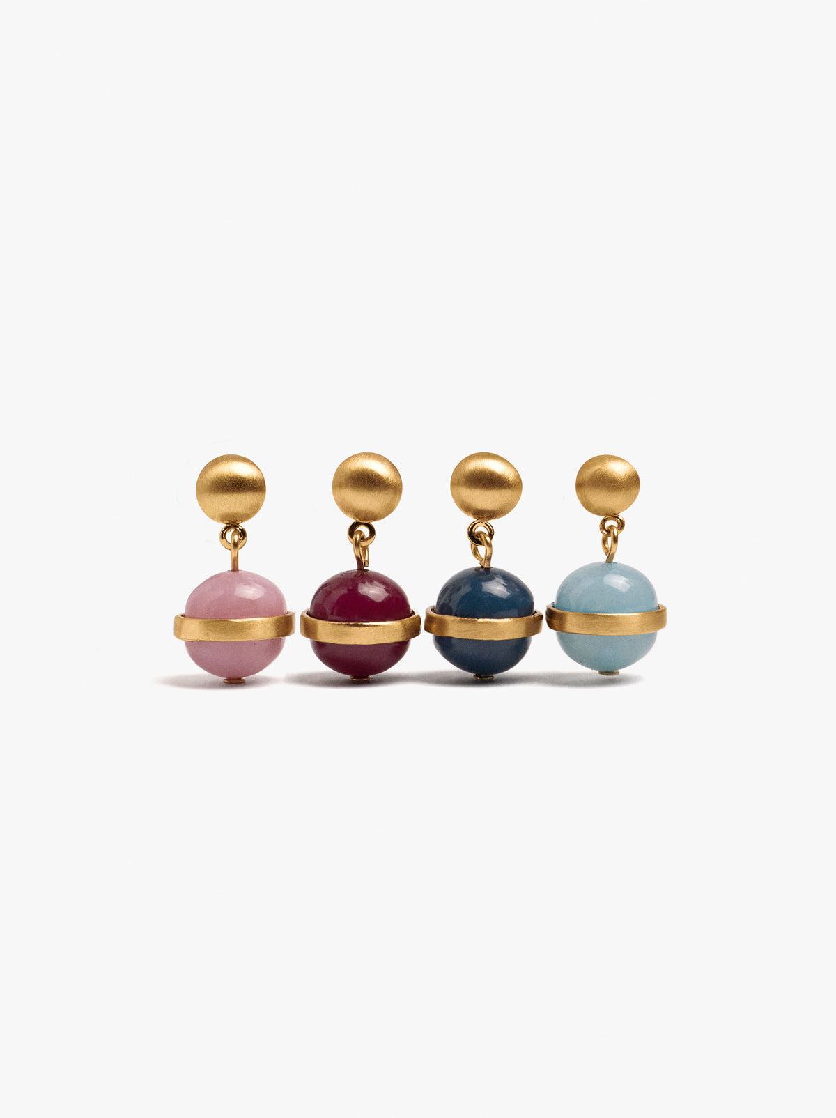 Set Of Stone-Effect Sphere Earrings