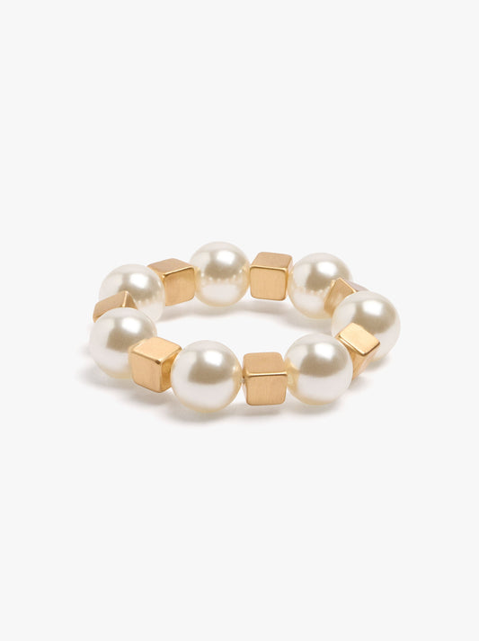 Elastic Bracelet With Pearls