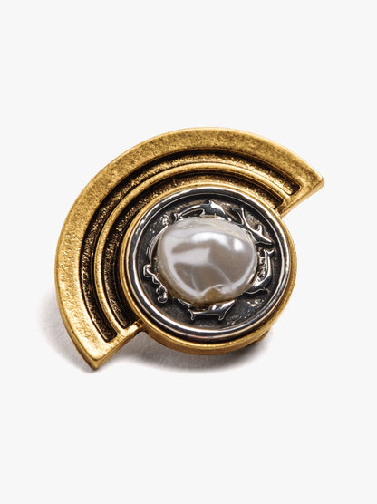 Bicolor Fan Earrings With Pearl