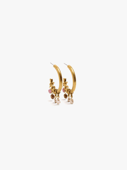 Open Hoop Earrings With Coloured Pearls