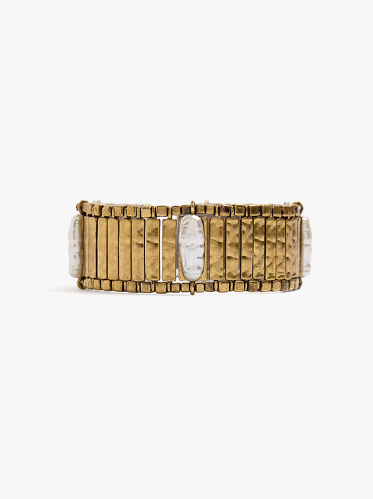 Elastic Bracelet With Bars And Pearls