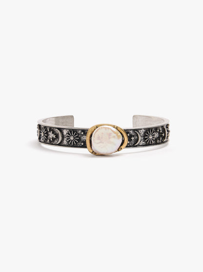Engraved Bangle With Freshwater Pearl