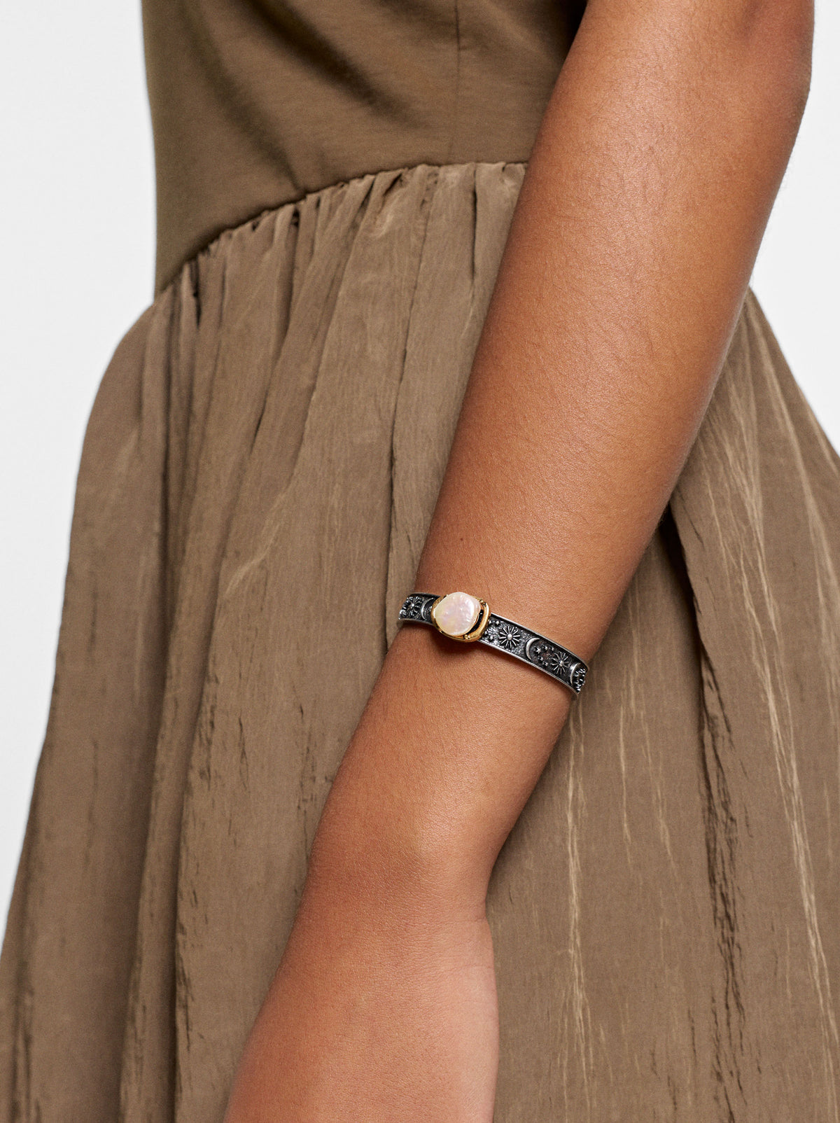 Engraved Bangle With Freshwater Pearl