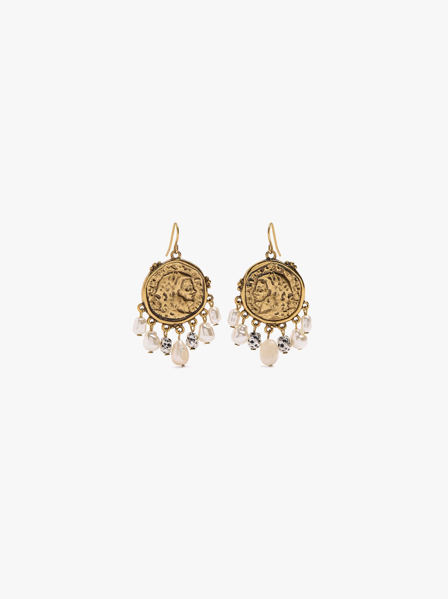 Medallion Earrings With Freshwater Pearls