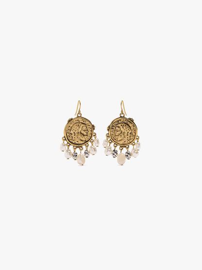 Medallion Earrings With Freshwater Pearls