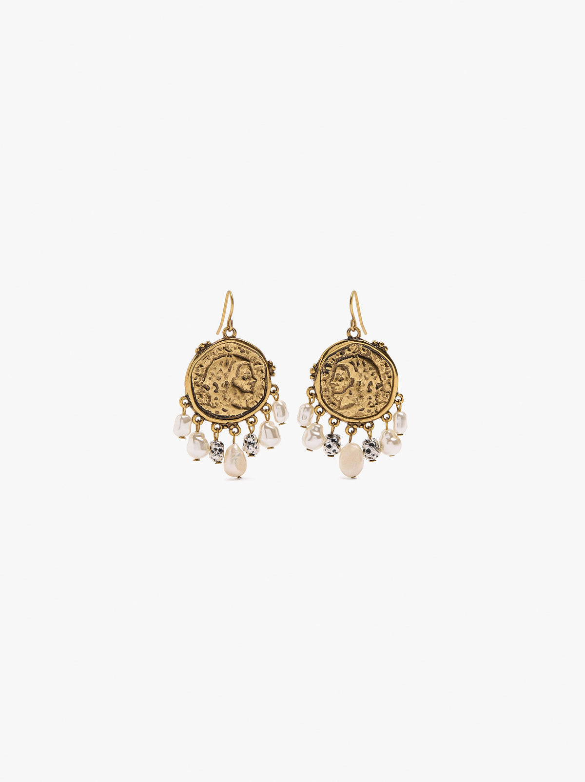 Medallion Earrings With Freshwater Pearls
