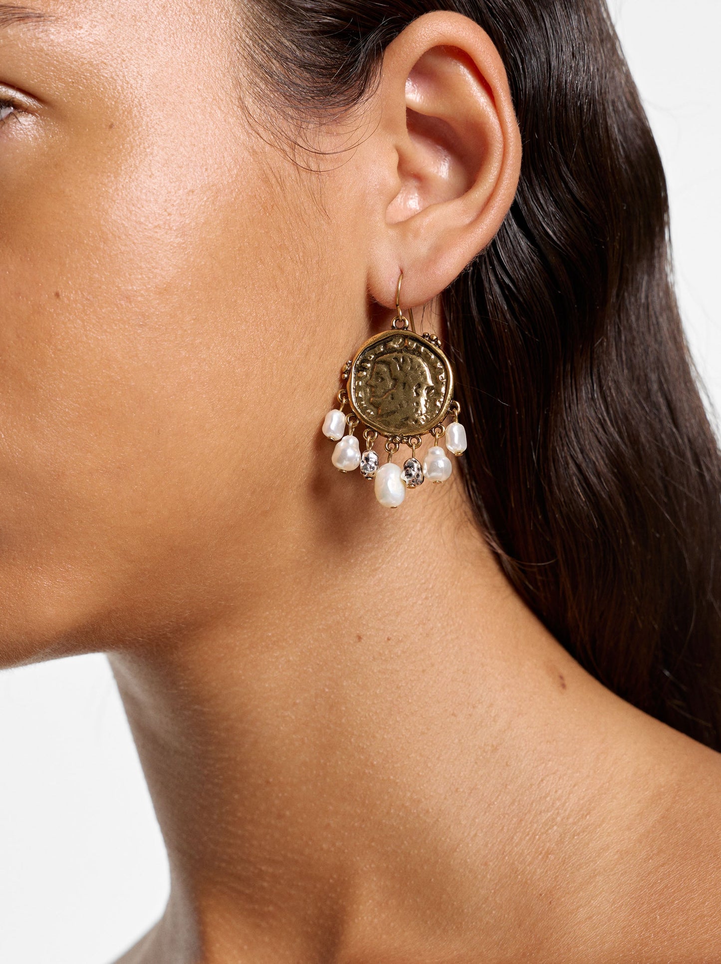 Medallion Earrings With Freshwater Pearls