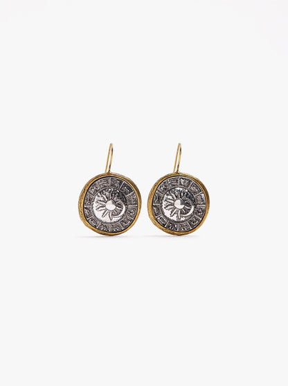 Bicolor Sun And Moon Medallion Earrings