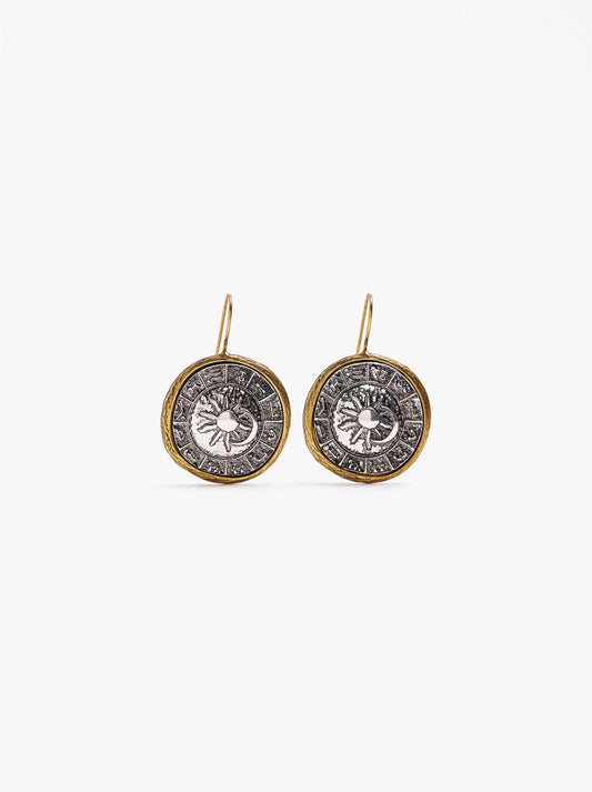 Bicolor Sun And Moon Medallion Earrings