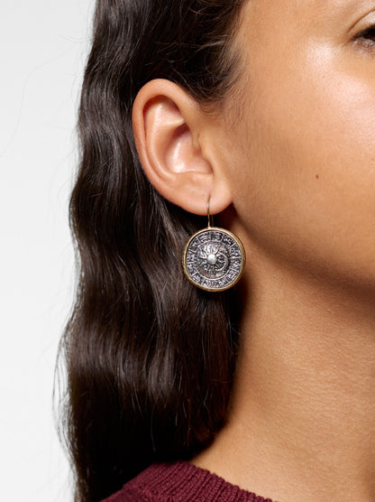 Bicolor Sun And Moon Medallion Earrings