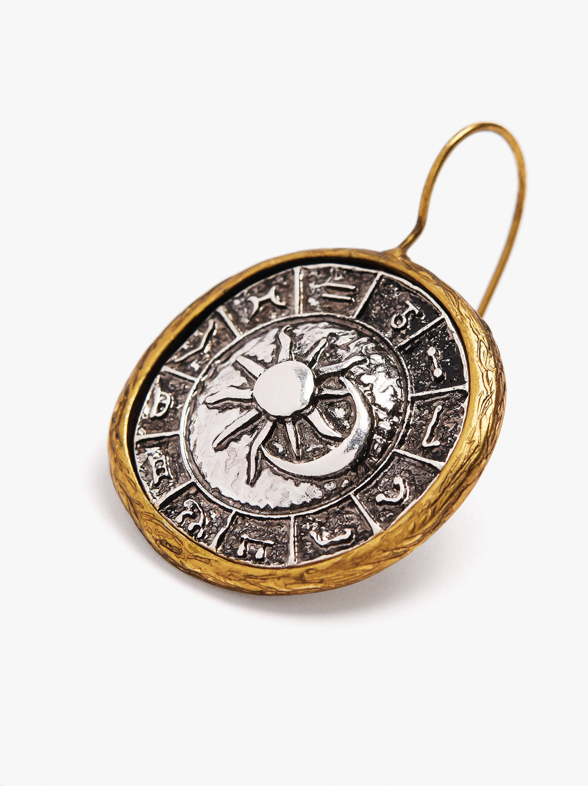 Bicolor Sun And Moon Medallion Earrings