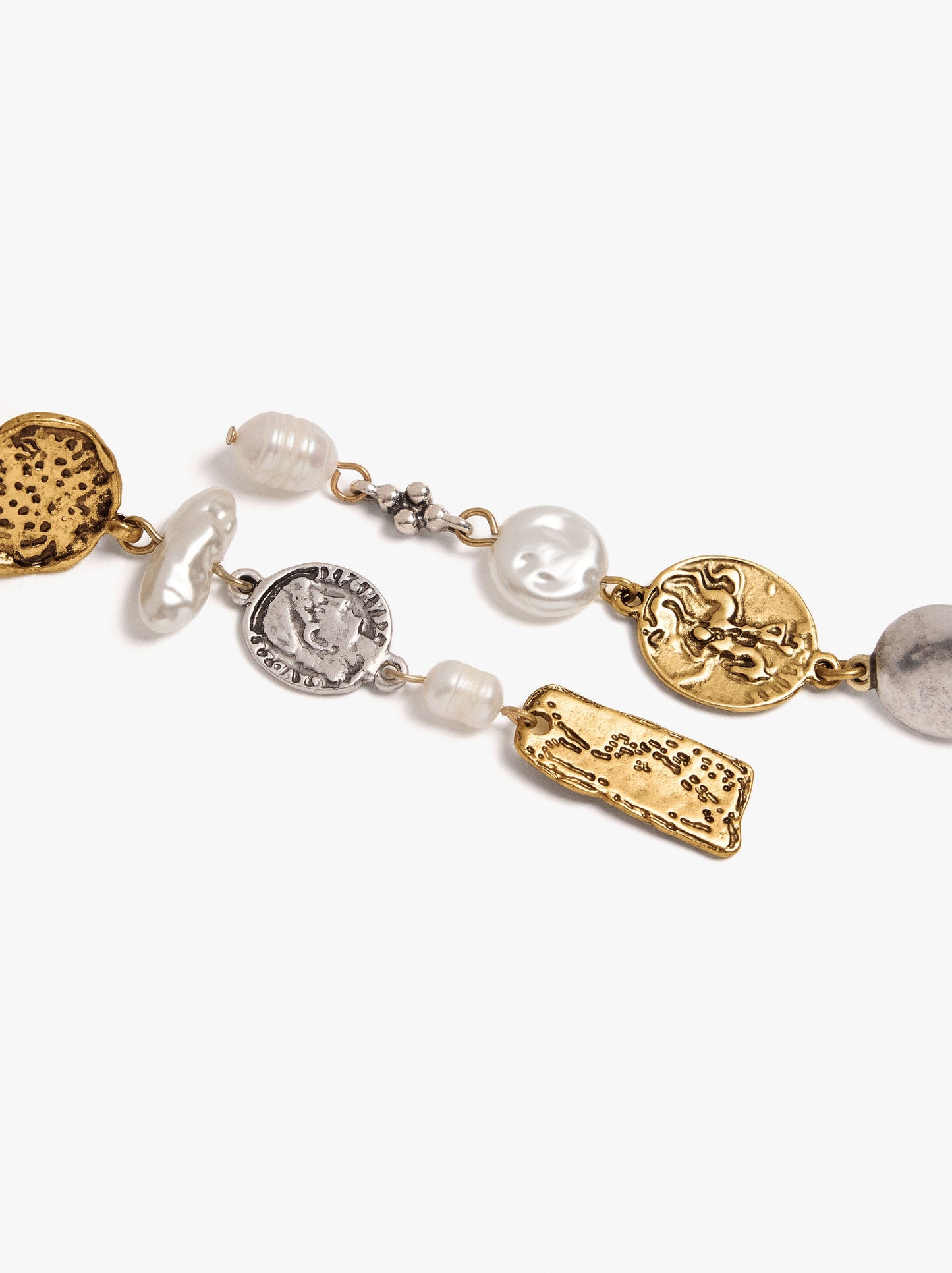 Asymmetrical Medallion Earrings With Freshwater Pearls