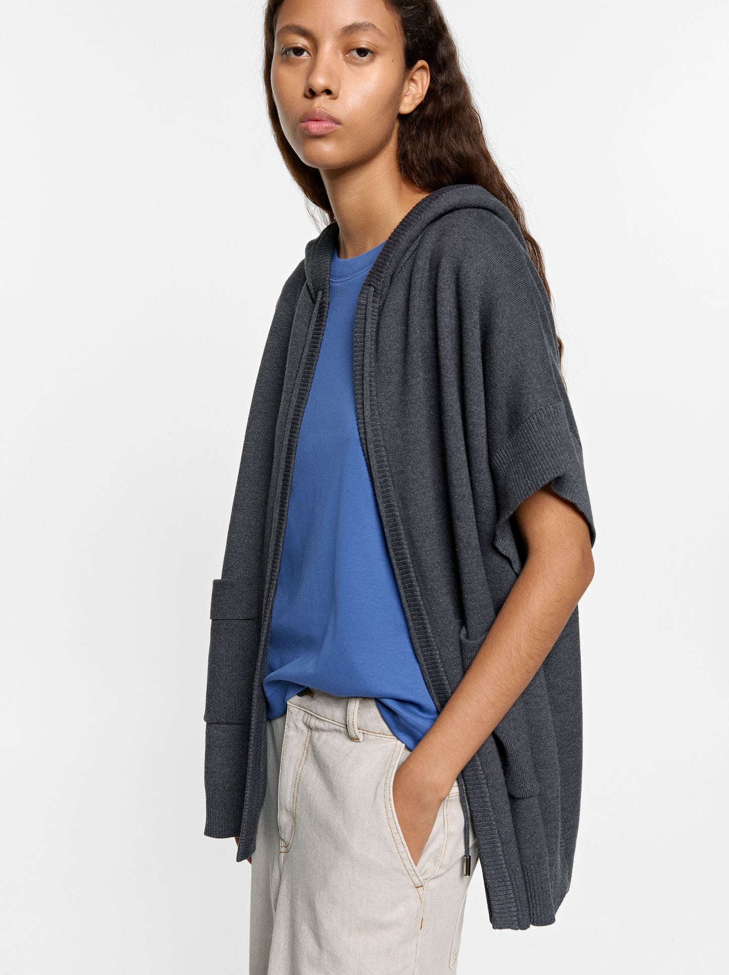 Hooded Knit Poncho