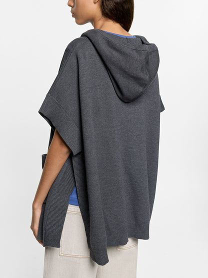 Hooded Knit Poncho