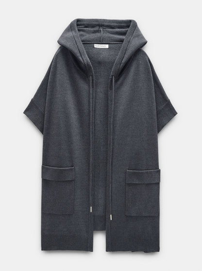 Hooded Knit Poncho