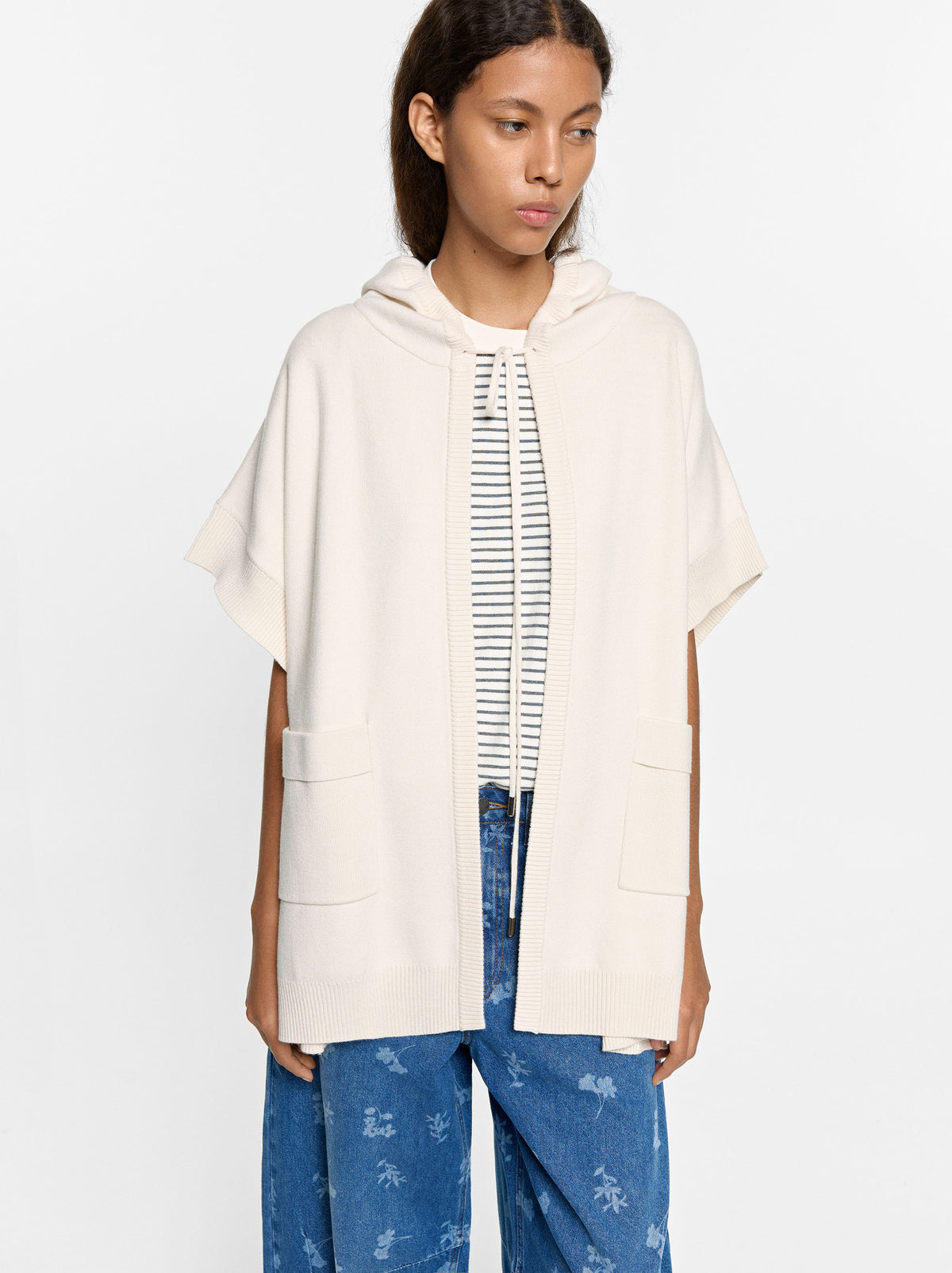 Hooded Knit Poncho