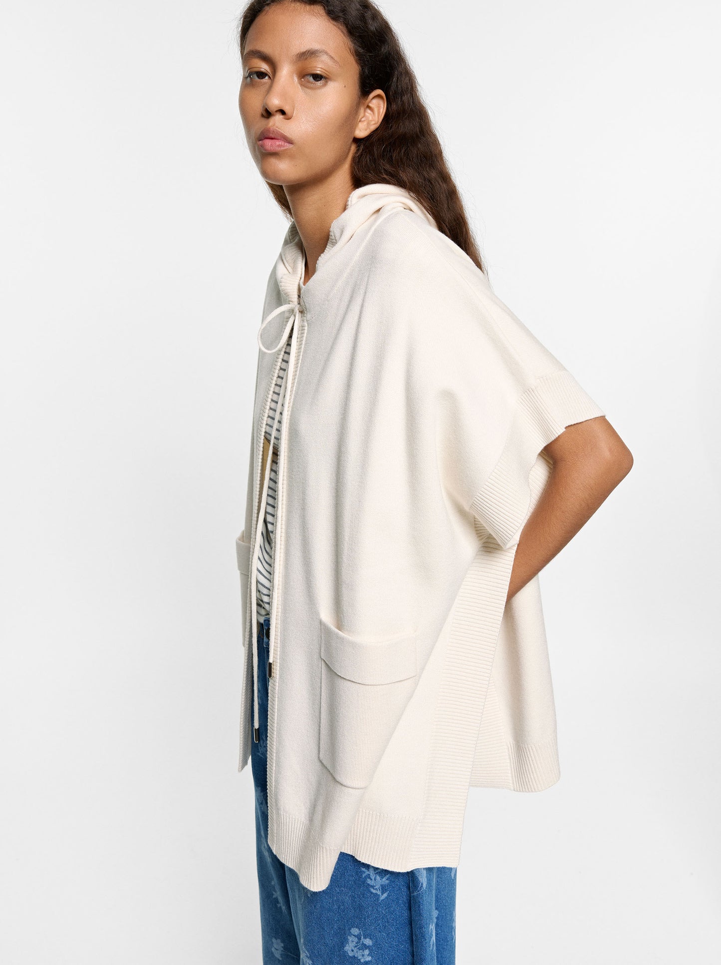 Hooded Knit Poncho