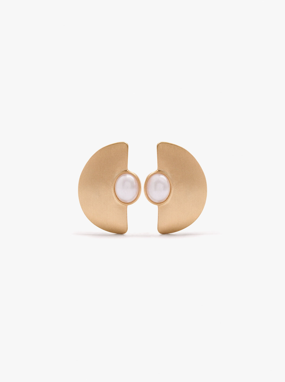 Semi-Circle Earrings With Pearl