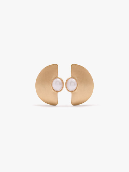 Semi-Circle Earrings With Pearl