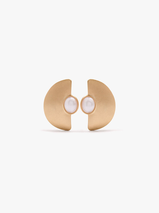 Semi-Circle Earrings With Pearl