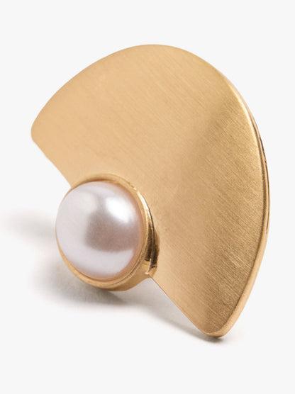 Semi-Circle Earrings With Pearl