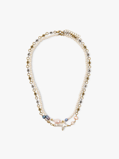 Set Of Necklaces With Multicolor Pearls