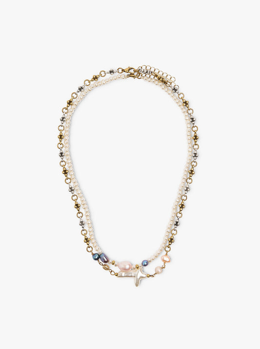 Set Of Necklaces With Multicolor Pearls