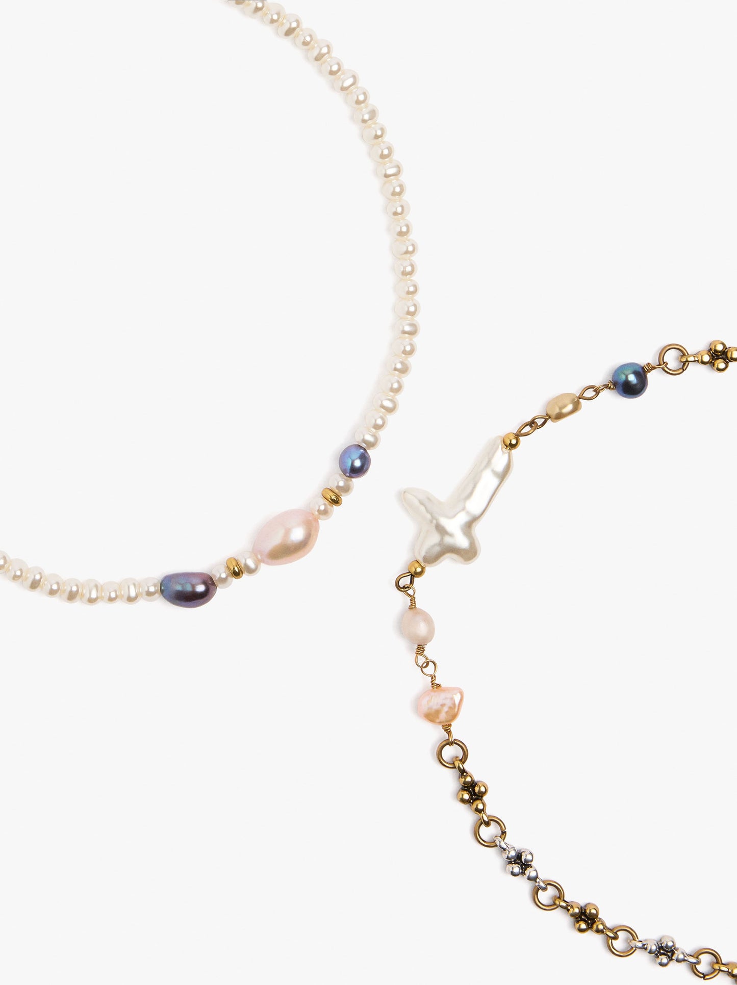Set Of Necklaces With Multicolor Pearls
