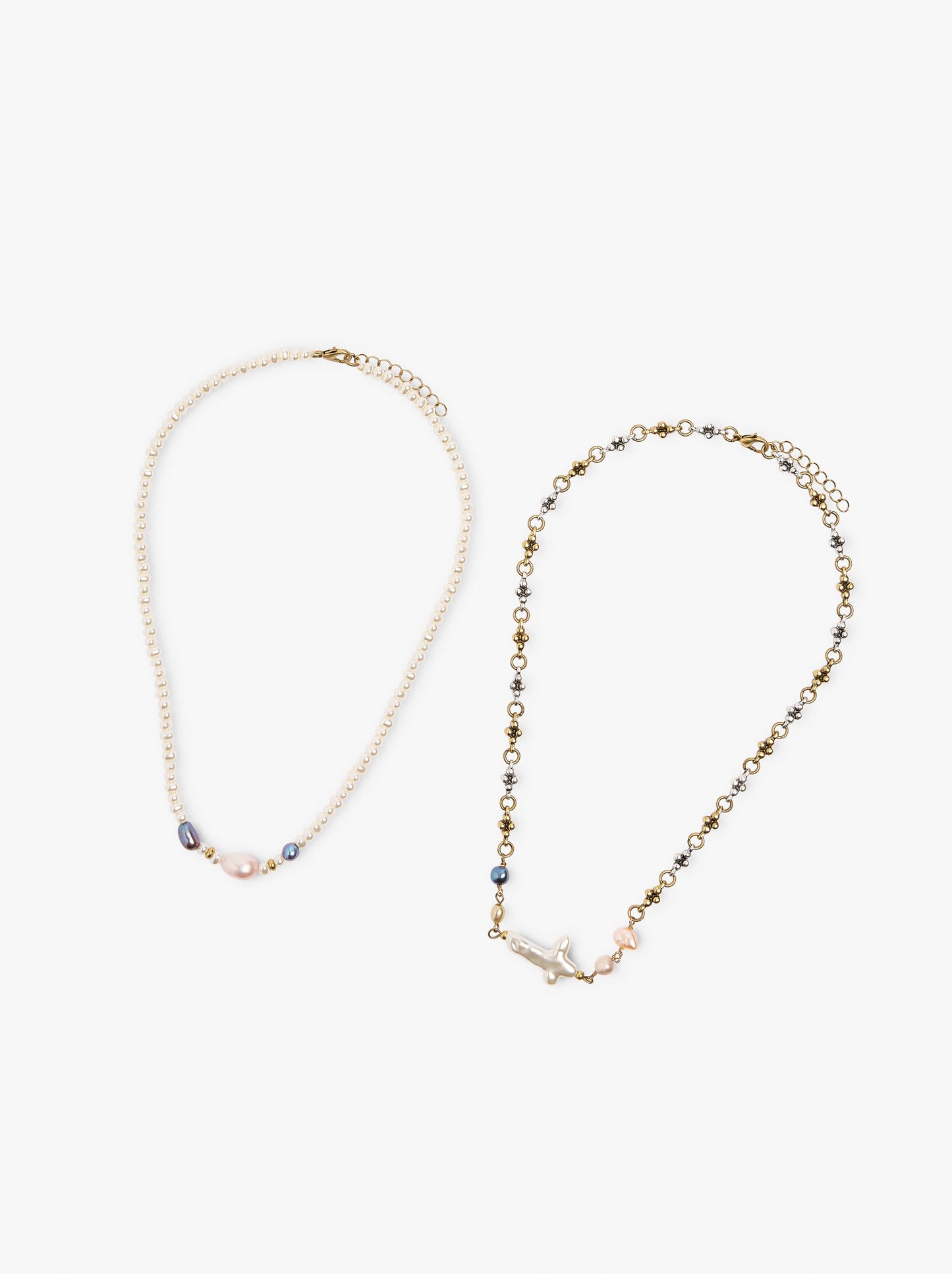 Set Of Necklaces With Multicolor Pearls