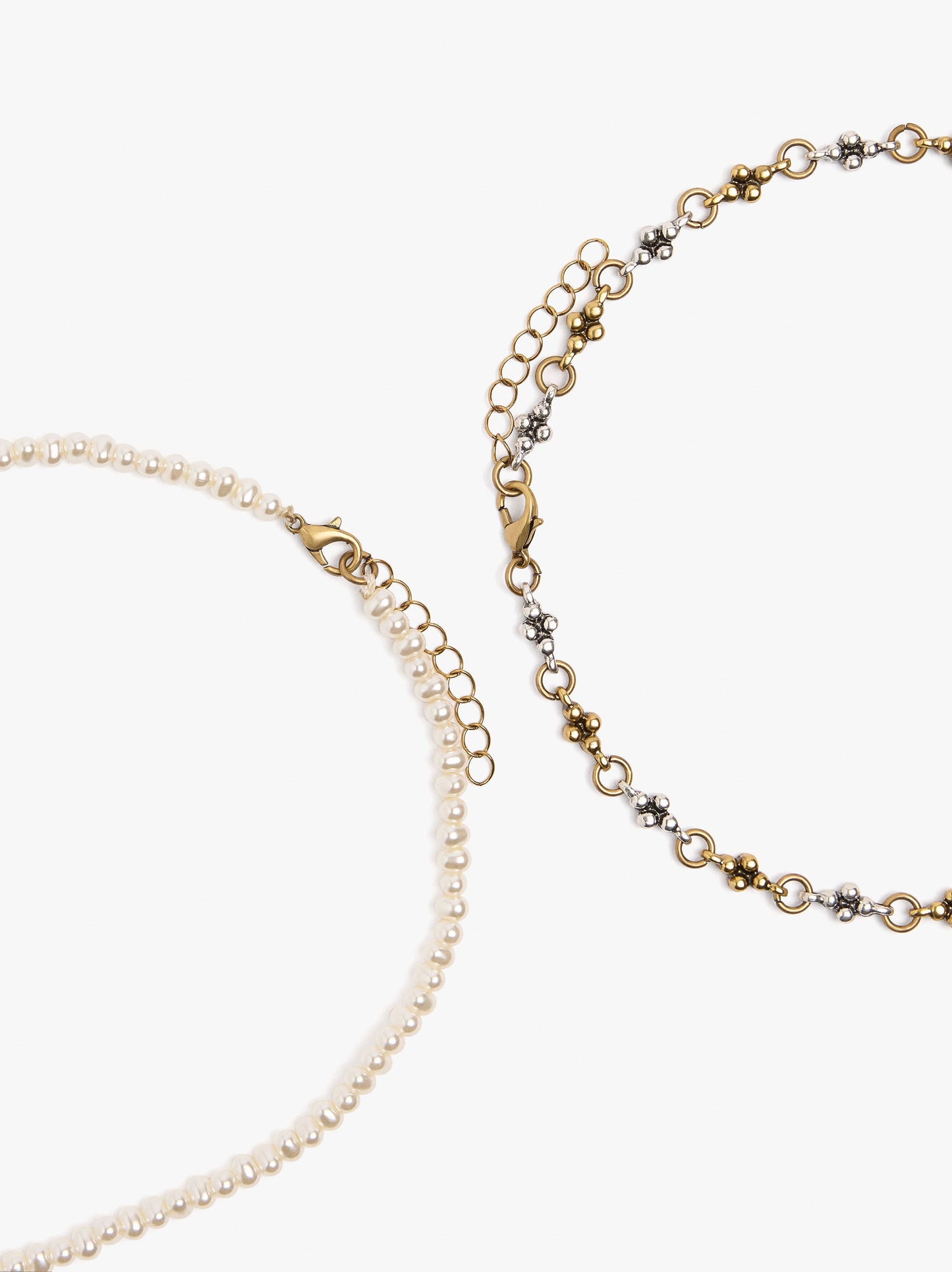 Set Of Necklaces With Multicolor Pearls