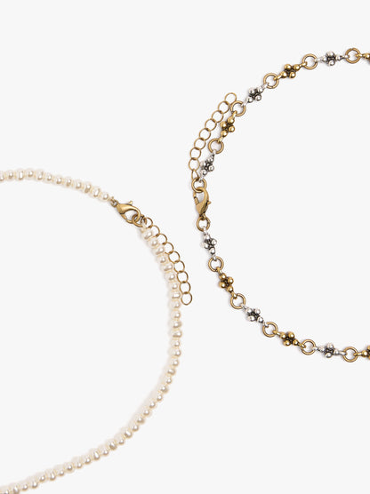 Set Of Necklaces With Multicolor Pearls
