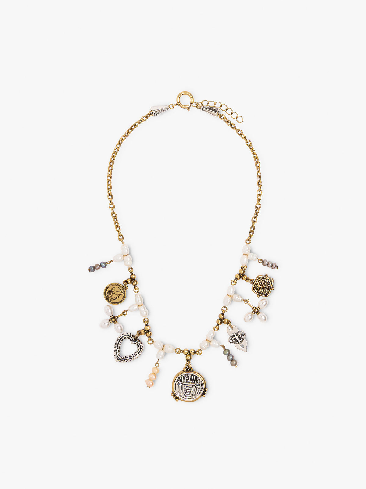 Necklace With Freshwater Pearls And Various Pendants