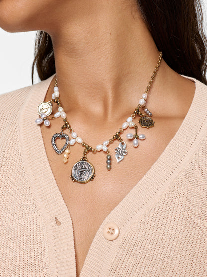 Necklace With Freshwater Pearls And Various Pendants