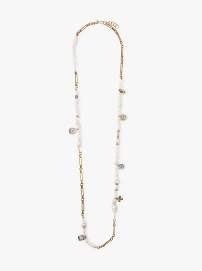 Long Necklace With Pearls And Medallions