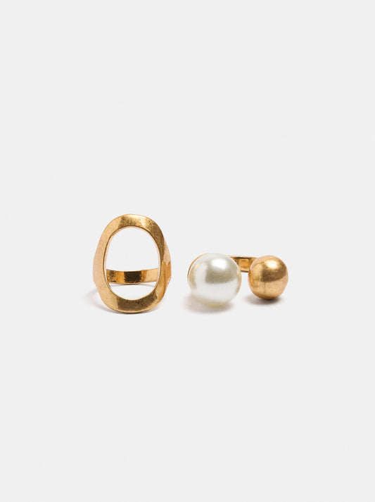 Set Of Hoop And Pearl Rings