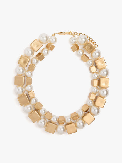 Short Double Necklace With Pearls