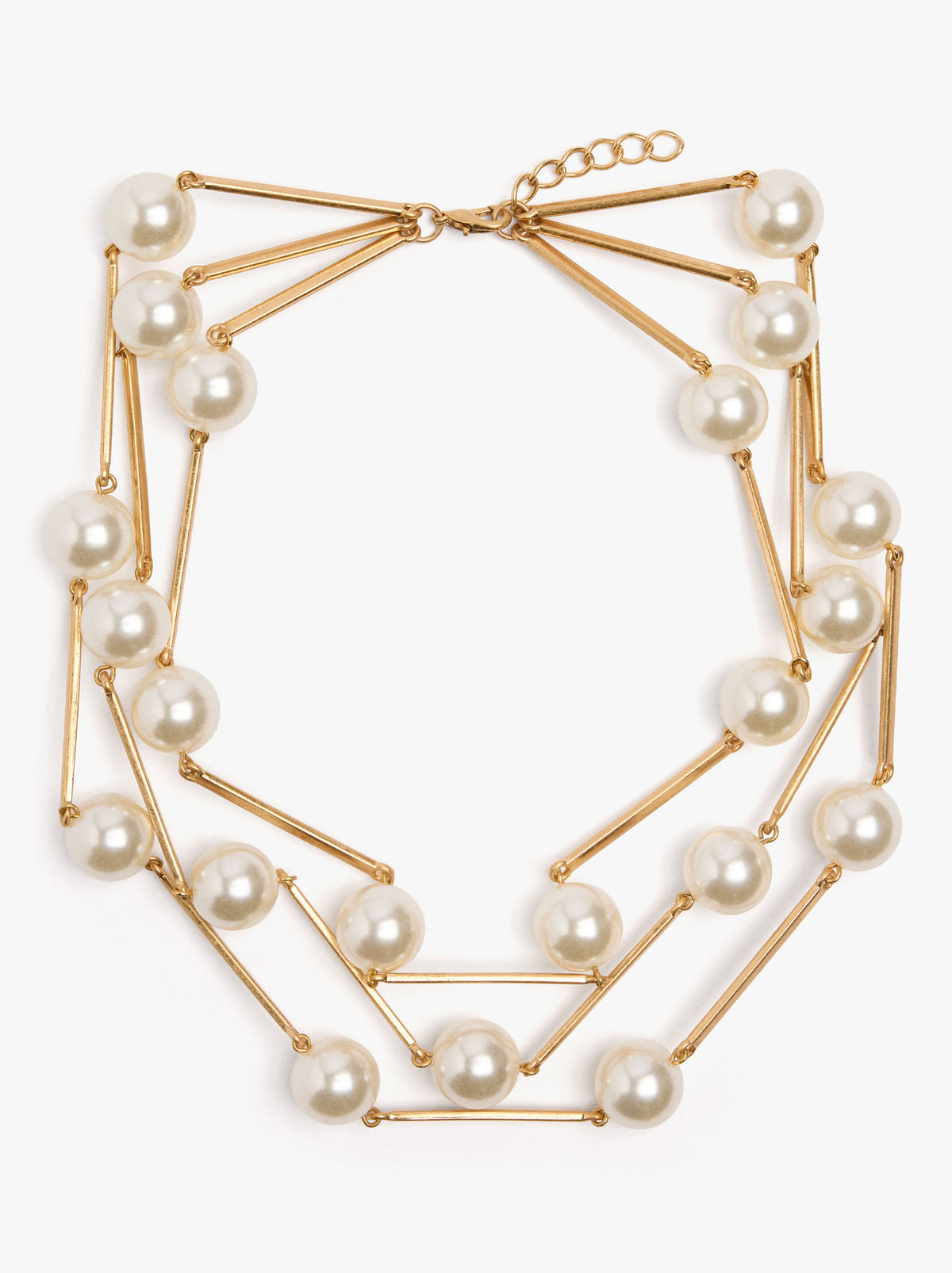Multi-Collar With Bars And Pearls