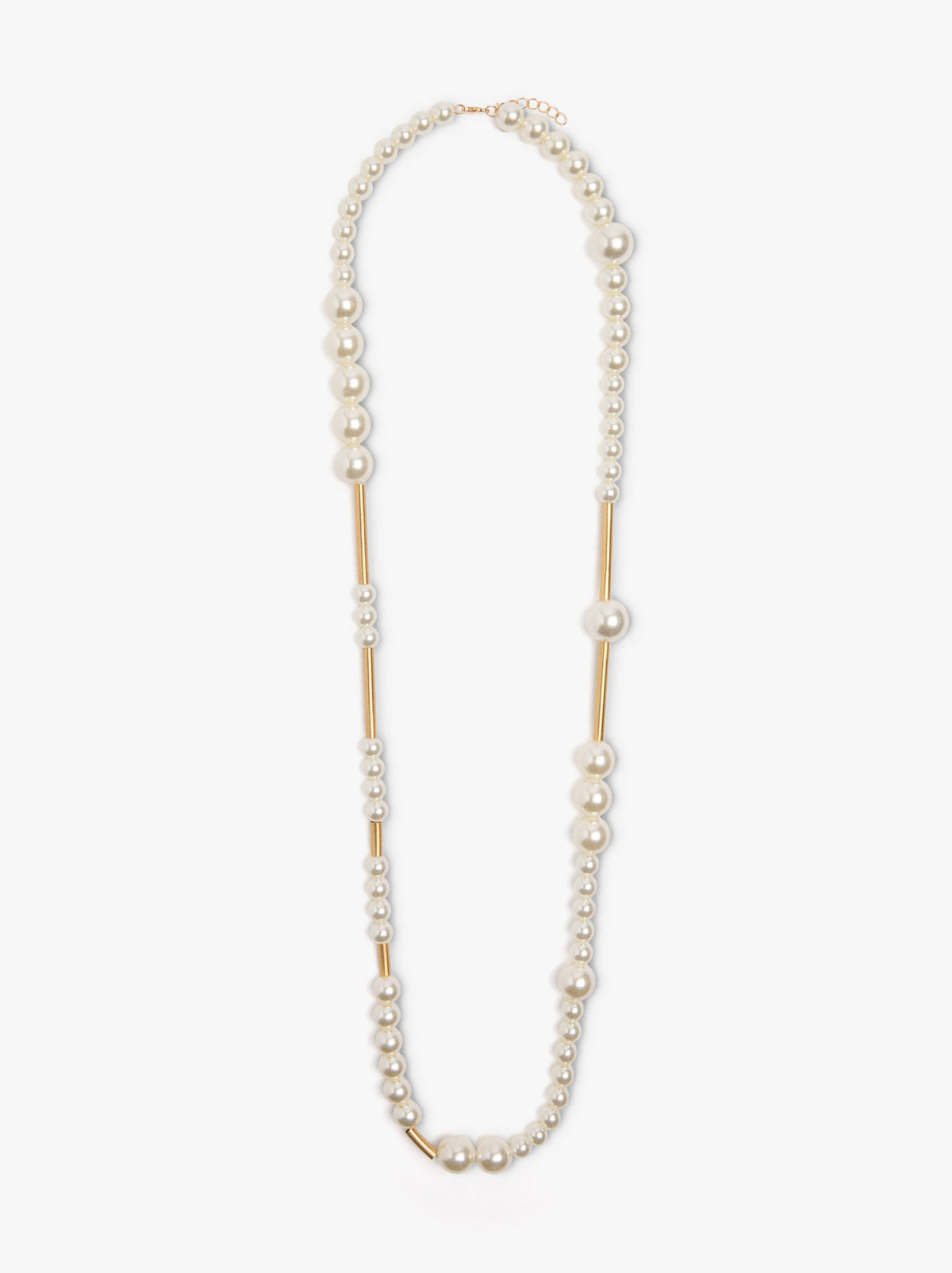 Long Necklace With Bars And Pearls