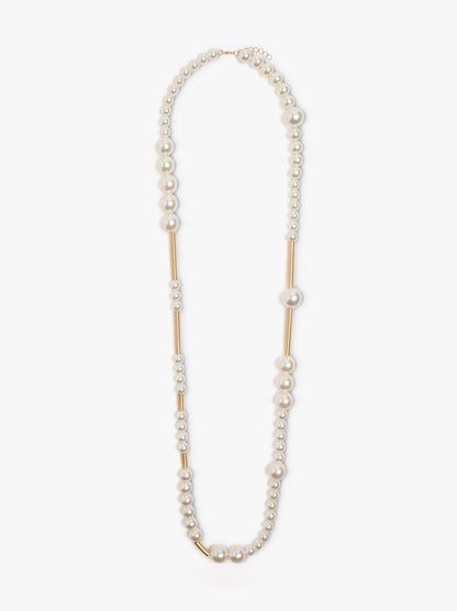 Long Necklace With Bars And Pearls