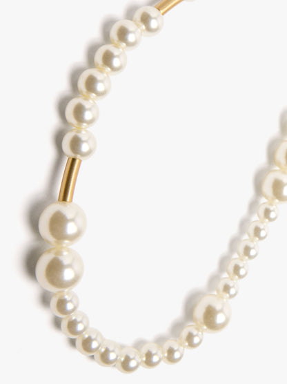 Long Necklace With Bars And Pearls