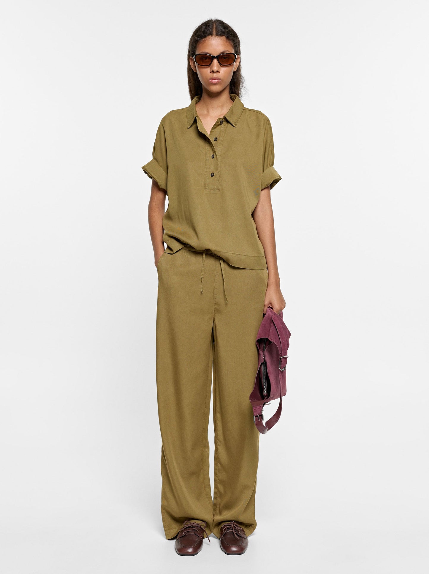100% Lyocell Trousers With Adjustable Drawstring