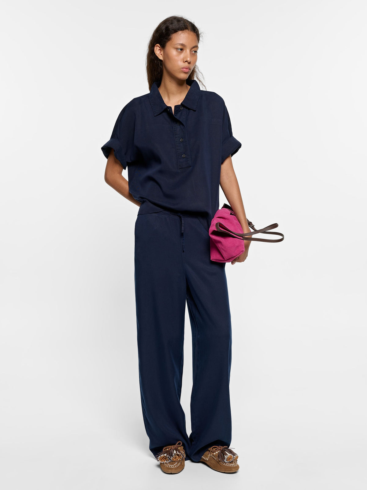 100% Lyocell Trousers With Adjustable Drawstring