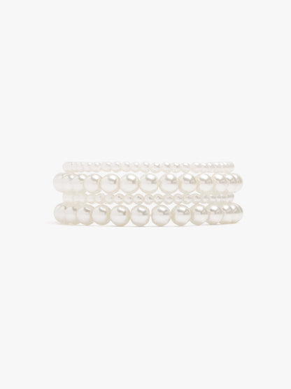 Set Of Elastic Bracelets With Pearls